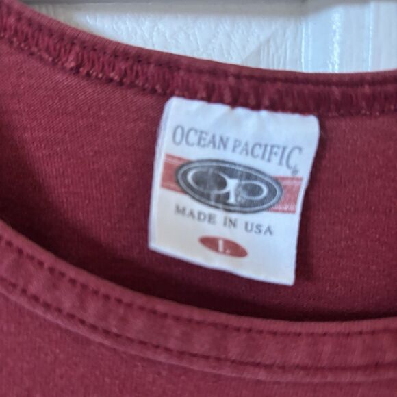 Vintage Y2K OP Ocean Pacific Men Tank Top Size L Red Beachwear Made in USA Skate - Picture 6 of 10